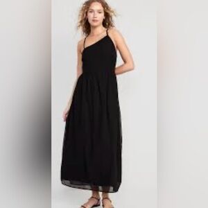 Old Navy One Shoulder Black Maxi Dress Fit And Flair Whimsygoth Fairy Cottage